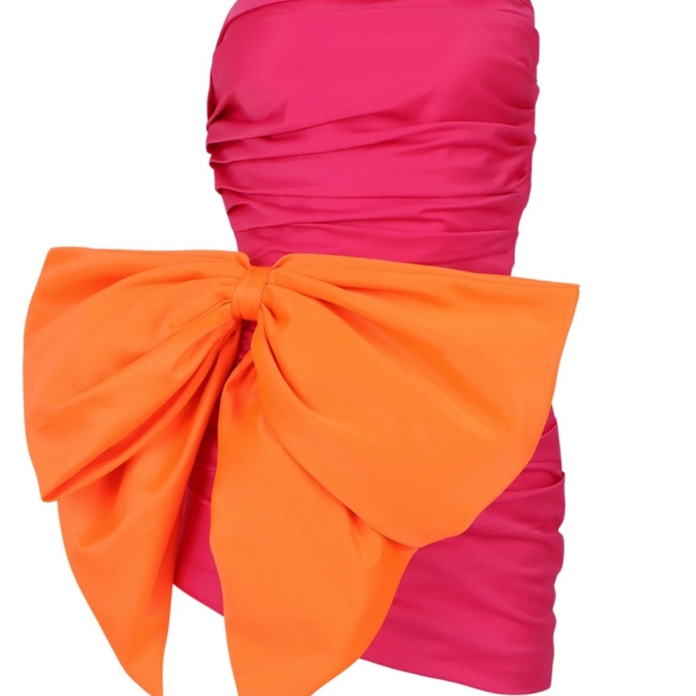 Strapless Pink and Orange Dress